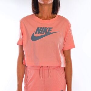 Nike Coral Peach Gray Swoosh XS Cropped Top